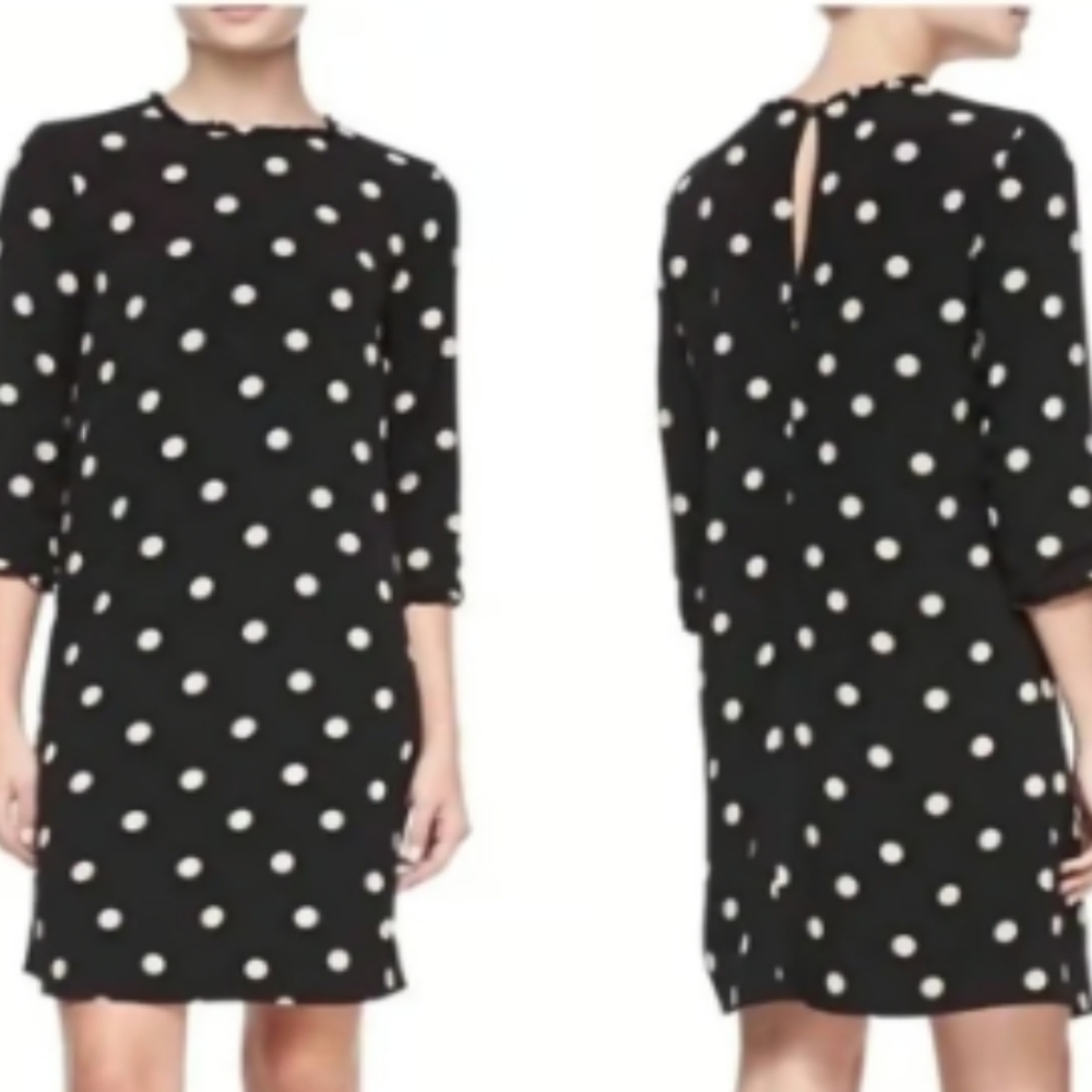 Kate Spade Polka Dot Dress Size 0 Black White Classic Shift